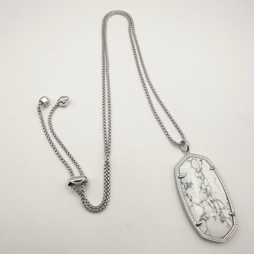 Kendra Scott Reid Necklace Silver tone Chain White Howlite Casual Jewelry